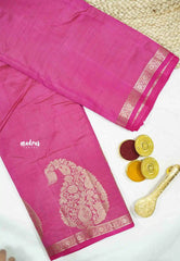 Raaga - Lightweight Semi tussar saree wtih Mango border - Rani pink