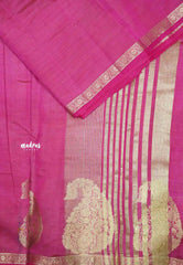 Raaga - Lightweight Semi tussar saree wtih Mango border - Rani pink