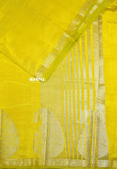Lemon yellow - Lightweight Semi tussar saree with Mango border - Raaga
