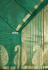 Deep green - Lightweight Semi tussar saree with Mango border - Raaga