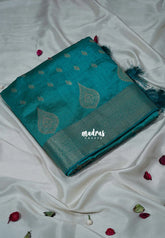 Dual shade Teal Blue - Raaga - Lightweight Semi Tussar Saree with Floral Border and Buttas - Best for Wedding Functions