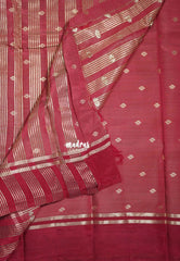 Dual Shade Reddish Maroon - Raaga - Semi Tussar Saree Buttas with Gap Border - Best for Small Functions
