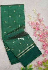 Dual Shade Emerald Green - Raaga - Semi Tussar Saree Buttas with Gap Border - Best for Small Functions