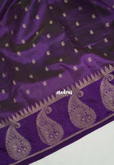 Dual shade Rich Purple - Raaga - Lightweight Semi Tussar Saree with Mango Border and Buttas - Best for Wedding Functions