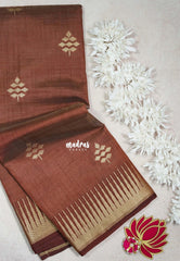 Dual Shade Honey Brown - Raaga - Semi Tussar with Temple Border - Best for Small Functions