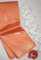 Dual Shade Peach Orange - Raaga - Semi Tussar with Temple Border - Best for Small Functions