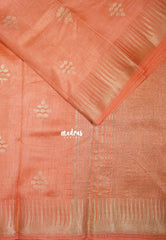 Dual Shade Peach Orange - Raaga - Semi Tussar with Temple Border - Best for Small Functions