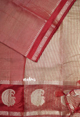 Golden Shade Reddish Maroon - Raaga - Semi Tussar Saree with Tissue Weaving Body - Best for Small Functions