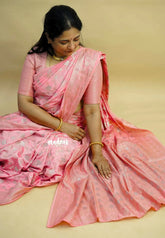 Blush Rose - Pushpavalli - Rich Banarasi Silk with Full Floral Weaving Body