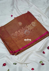 Dual Shade Brown - Ramyam - Soft Jute Banarasi Silk with Floral Border and Rich Pallu - Perfect for Festive Wear