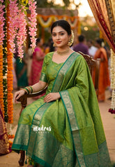 Fresh Green - Manjari Raw Silk Salwar Suit with Thread Weaving - Best for Wedding Functions