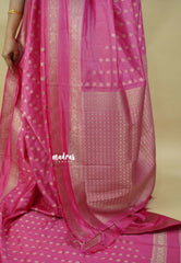 Rose Pink - Raaga - Premium Raw Mango silk saree with Rettabeta Border and Buttas