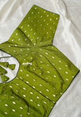 Sap Green - Zari Butta Silk Cotton Readymade Blouse
