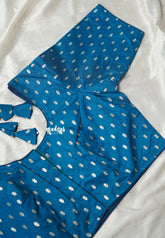 Cobalt Blue - Zari Butta Silk Cotton Readymade Blouse