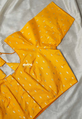 Mango Yellow - Zari Butta Silk Cotton Readymade Blouse
