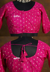 Fuchsia Pink - Zari Butta Silk Cotton Readymade Blouse