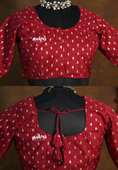 Majestic Maroon - Zari Butta Silk Cotton Readymade Blouse