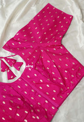 Fuchsia Pink - Zari Butta Silk Cotton Readymade Blouse