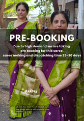 (PRE-BOOKING) Brinjal purple - Durga banarasi mashru silk with antique zari border and buttas - Perfect for Wedding Functions