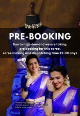 (PRE-BOOKING) Royal Sapphire Blue - Kanimozhi - Soft Silk with Buttas Silver Weaving - Best for Wedding Functions