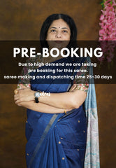 (PRE-BOOKING) Nightfall Blue - Neelambari - Semi Tussar Saree Tiny Border with kalamkari pallu and blouse - Perfect for Festive Wear