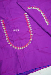 Dualshade magenta - Mayuri - 1 mtr Silk Cotton Embroidered Blouse Piece – Village Folk Art Motif