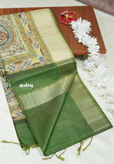 Forest green - Roopa - Premium Chappa semi tussar with Madhubani art pallu
