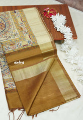 Golden brown - Roopa - Premium Chappa semi tussar with Madhubani art pallu