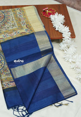 M.S.Blue - Roopa - Premium Chappa semi tussar with Madhubani art pallu
