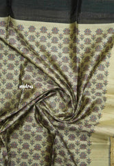 Black - Roopa - Premium Chappa semi tussar with Madhubani art pallu