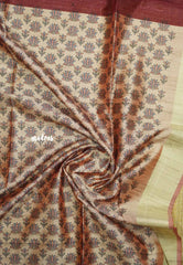 Deep maroon - Roopa - Premium Chappa semi tussar with Madhubani art pallu