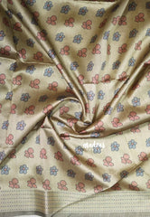 Muted Mustard - Roopa - Premium Chappa semi Tussar with Kantha Stich Border - Perfect for Small Functions