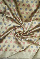 Muted Aqua Blue - Roopa - Premium Chappa semi Tussar with Kantha Stich Border - Perfect for Small Functions