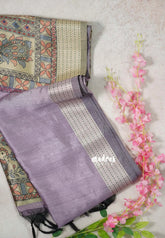 Muted Lavender - Roopa - Premium Chappa semi Tussar with Kantha Stich Border - Perfect for Small Functions