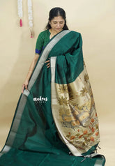 Peacock Jade - Roopa  - Semi tussar with kalamkari pallu and blouse