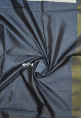 Halfwhite Grey border - Roopa - Premium Chappa semi tussar folk prints with tissue border