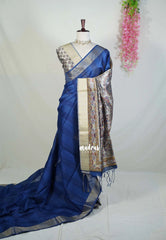 M.S.Blue - Roopa - Premium Chappa semi tussar with Madhubani art pallu