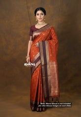 Rust Orange - Kanimozhi - Soft Silk Saree with Rettapet Border - Perfect for Festive Wear