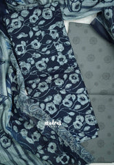 Regal Navy Blue - South Cotton Salwar Suit Material - Top, Bottom and Dupatta - Best for Regular Wear