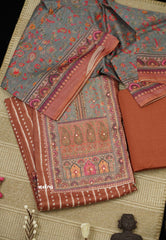 Terracotta - South Cotton Salwar Suit Material - Top, Bottom and Dupatta - Best for Regular Wear