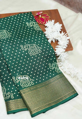 Deep green - Light weight Vasundra printed silk