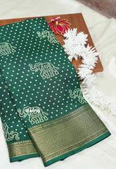 Deep green - Light weight Vasundra printed silk