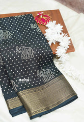 Black - Light weight Vasundra printed silk