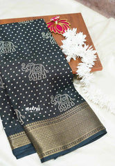 Black - Light weight Vasundra printed silk