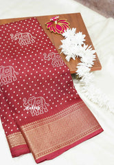 Maroon - Light weight Vasundra printed silk