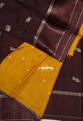 Coffee Brown - Durga - Banarasi Premium Viscose Silk with Mayil, Yaanai Buttas and Satin Border - Best for Pooja Functions | Diwali Festive