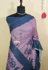 Amitha – Mom and Daughter Combo Tussar Silk - Blue Salwar Set Muted Lavender with Saree