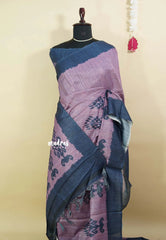 Amitha – Mom and Daughter Combo Tussar Silk - Blue Salwar Set Muted Lavender with Saree