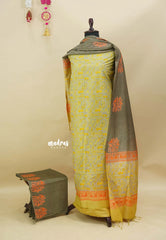 Sap Green - 3 piece bagru semi tussar salwar suit