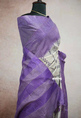 (PRE-BOOKING) Sithara - Semi Tussar saree with gicha texture small embroidery - Purple with jute